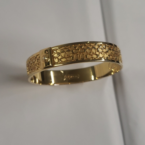 Coach Jewelry - Coach Bracelet Signature Gold Toned Bangle
